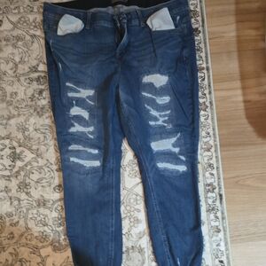 torrid Dark Blue Distressed Skinny Jeans
